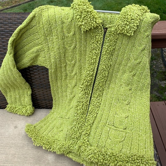 Sweaters - Beautifully hand made green zip up sweater